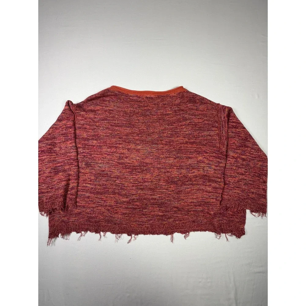 Free People Sweater Space Dye Boho Frayed Hem Oversized Hippie Festival Layered